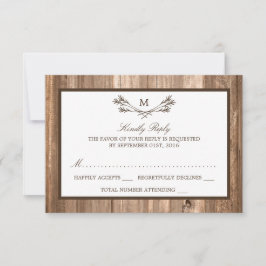 Land Rustic Monogram Gren & Wood Bröllop OSA Kort