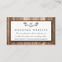 Land Rustic Monogram Gren & Wood Bröllop Tilläggskort