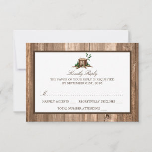Land Rustic Monogram Träd & Wood Bröllop OSA Kort