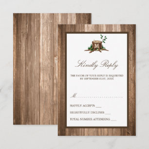 Land Rustic Monogram Träd & Wood Bröllop OSA Kort
