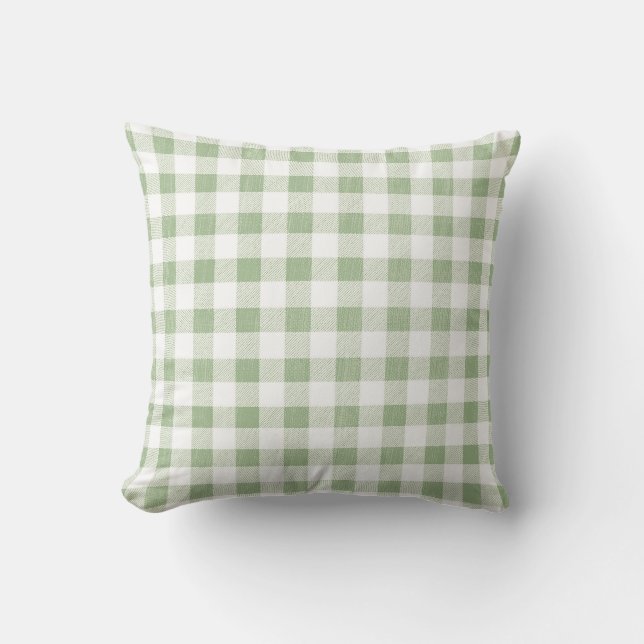 Land Rustic Natural Sage Gingham Play Kudde (Framsida)