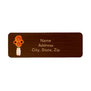 Land Rustic Orange Mason Burk Adressetiketter Returadress Etikett
