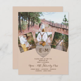 Land Rustic Photo Carved Heart Monogram Bröllop