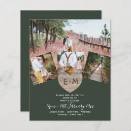 Land Rustic Photo Carved Heart Monogram Bröllop