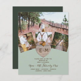 Land Rustic Photo Carved Heart Monogram Bröllop