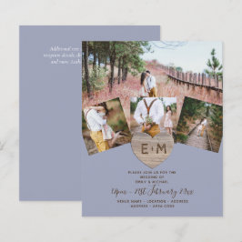 Land Rustic Photo Carved Heart Monogram Bröllop