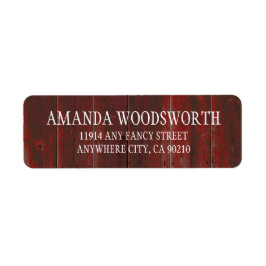 Land Rustic Red Barn Wood Bröllopsetiketter Returadress Etikett