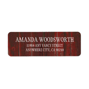 Land Rustic Red Barn Wood Bröllopsetiketter Returadress Etikett