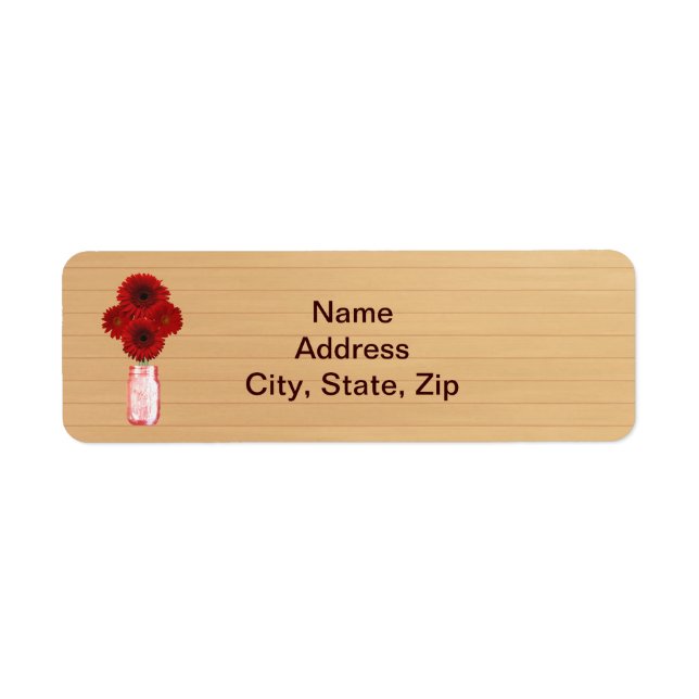 Land Rustic Red Mason Burk Adressetiketter Returadress Etikett (Framsidan)
