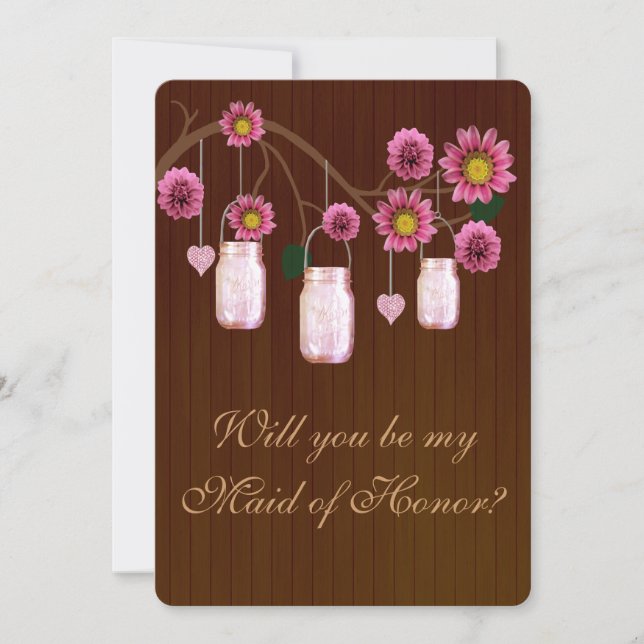 Land Rustic Rosa Mason Burk Maid of honor Card Inbjudningar (Framsida)