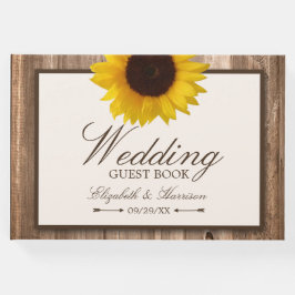 Land Rustic Solros & Brown Wood Bröllop Gästböcker
