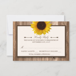 Land Rustic Solros & Brown Wood Bröllop OSA Kort