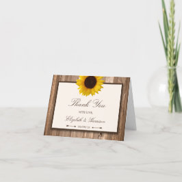 Land Rustic Solros & Brown Wood Bröllop Tack Kort