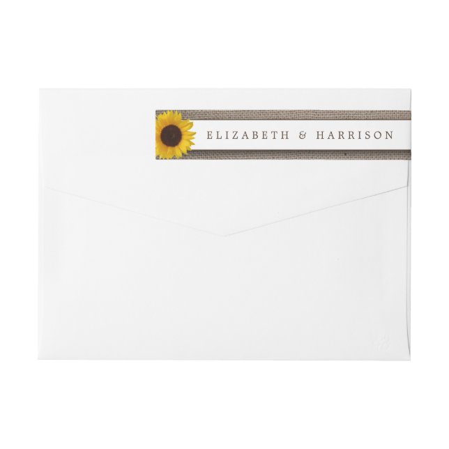 Land Rustic Solros och Burlap Bröllop Etikettband (Baksidan)