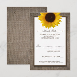 Land Rustic Solros och Burlap Bröllop OSA Kort