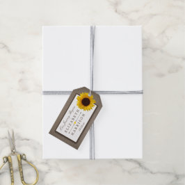 Land Rustic Solros och Burlap Bröllop Presentetikett