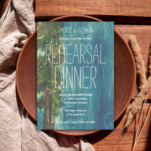 Land Rustic Starry Forest Rehearsal Dinner Inbjudningar