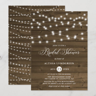Land Rustic String Ljus Wood Möhippa Inbjudningar