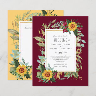 Land Rustic Sunblommor Burgundy Ro Bröllop
