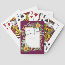 Land Rustic Sunblommor Burgundy Ro Bröllop Casinokort