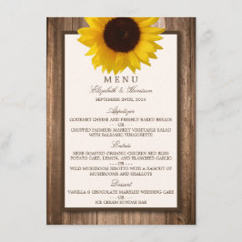 Land Rustic Sunsun & Brown Wood Bröllop Menu Meny