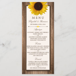 Land Rustic Sunsun & Brown Wood Bröllop Menu Meny