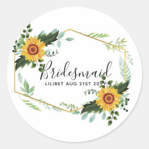 Land Rustic Sunwers Greenery Bröllop budget Runt Klistermärke
