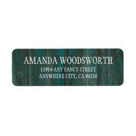 Land Rustic Turquise Barn Wood Bröllopsetiketter Returadress Etikett
