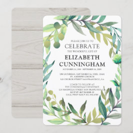 Land Rustic Watercolor Foliage Memorial Inbjudningar