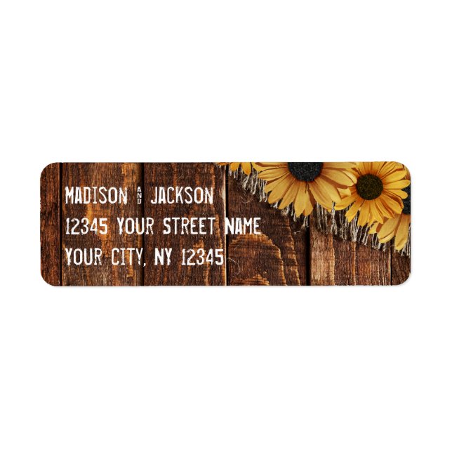 Land Rustic Wood Burlap Bröllop Returadress Returadress Etikett (Framsidan)