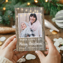 Land Rustic Wood Ljus Photo God jul Julkort