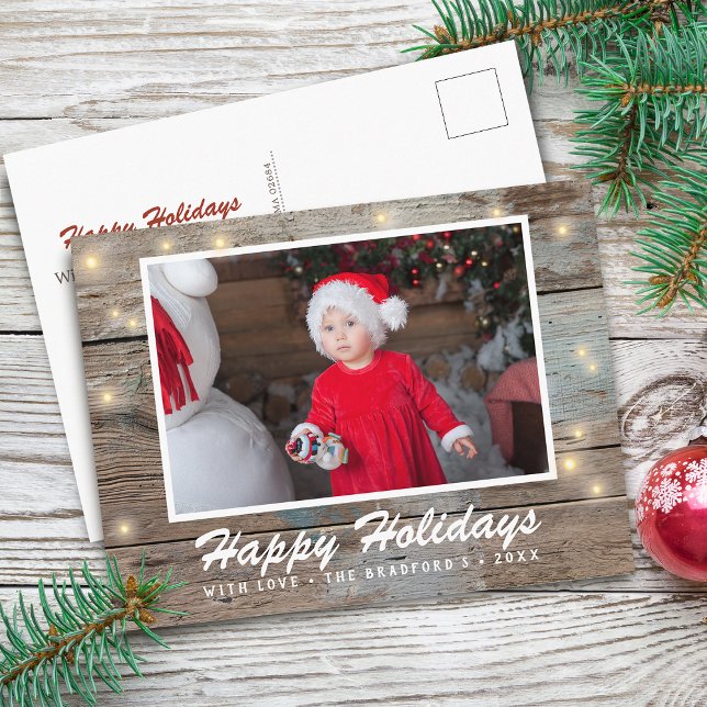 Land Rustic Wood Ljus Photo Vykort (Country Rustic Wood Lights Photo Postcard)