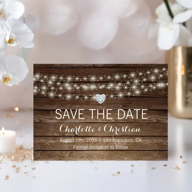 Land Rustic Wood Mason Burk Heart Bröllop Spara Datumet (Country Rustic Wood Mason Jars Heart Wedding Save The Date)