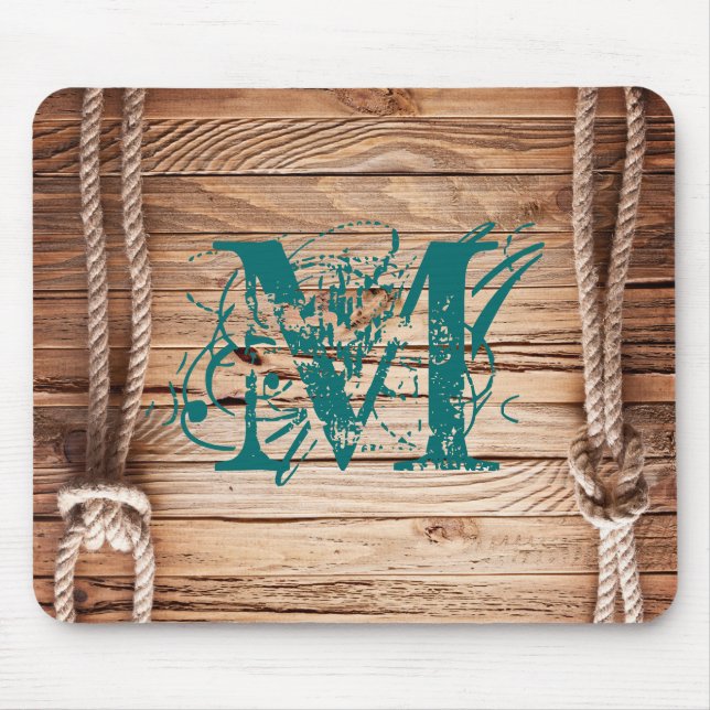 Land Rustic Wood Monogram (första muspekaren) Musmatta (Framsidan)
