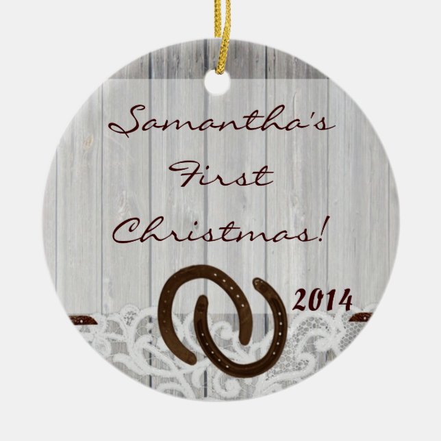 Land Rustic Wood Personlig Namn Ornament (Framsidan)