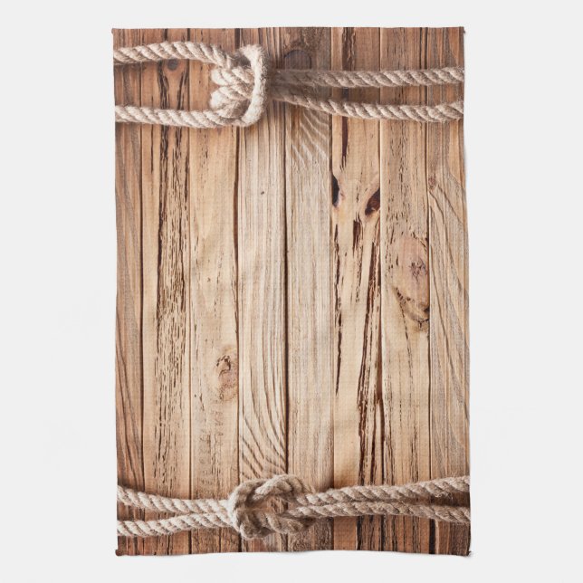 Land Rustic Wood Rope Nautic Kitchen Dish Towel Kökshandduk (Vertikal)