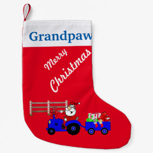 Land Santa på traktorjulstrumpa Liten Julstrumpa