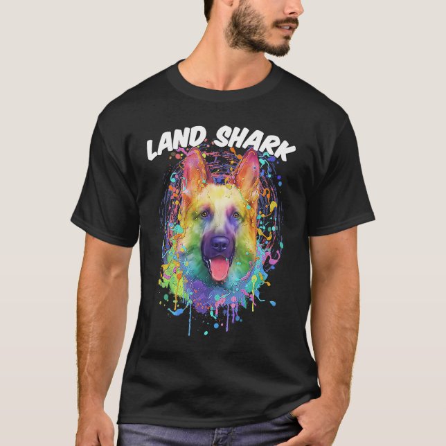 Land Shark German Shepherd  Shepard Humor Dog Them T Shirt (Framsida)