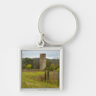 Land Silo Fyrkantig Silverfärgad Nyckelring