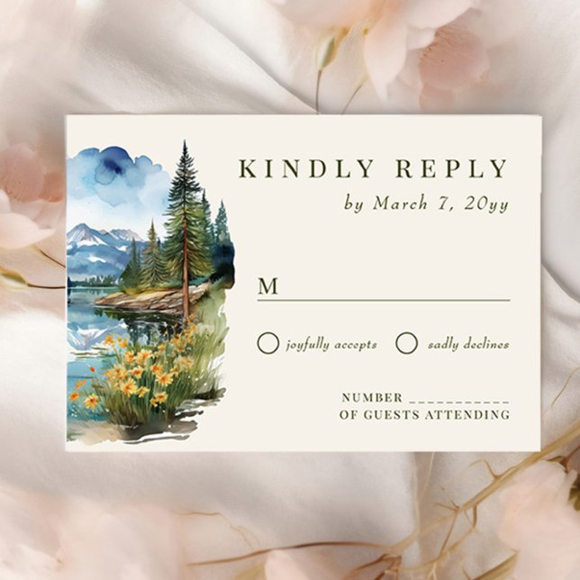 Land Sjö Bröllop OSA Kort (RSVP card from the Country Lake wedding collection by Darling & May)