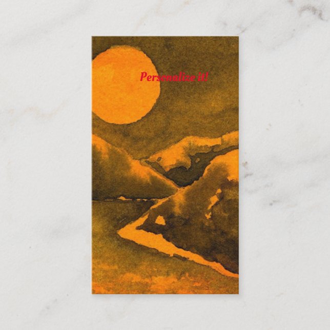 Land sjö nattetid med jägare eller skörd i måne visitkort (Framsida)