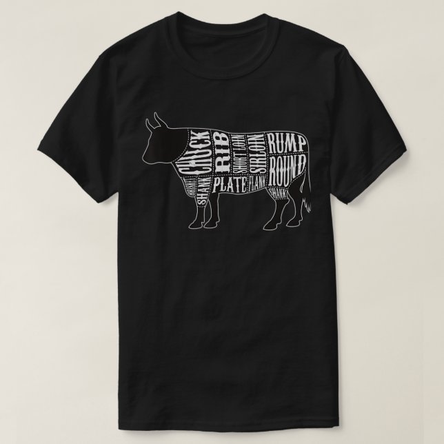 Land-slaktare, brytdiagram Bulla Cow Beef Kött Lar T Shirt (Design framsida)