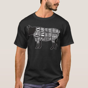 Land-slaktare, brytdiagram Bulla Cow Beef Kött Lar T Shirt