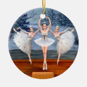 Land Snö Dancing Ballerinas Julgransprydnad Keramik
