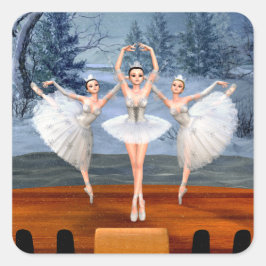 Land Snö Dancing Ballerinas Stickers Fyrkantigt Klistermärke