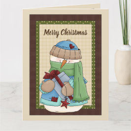 Land snögubbe lägger till julkort tack kort