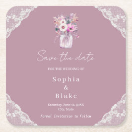 Land Snöre Mason Burk Rosa Spara datum för Underlägg Papper Kvadrat