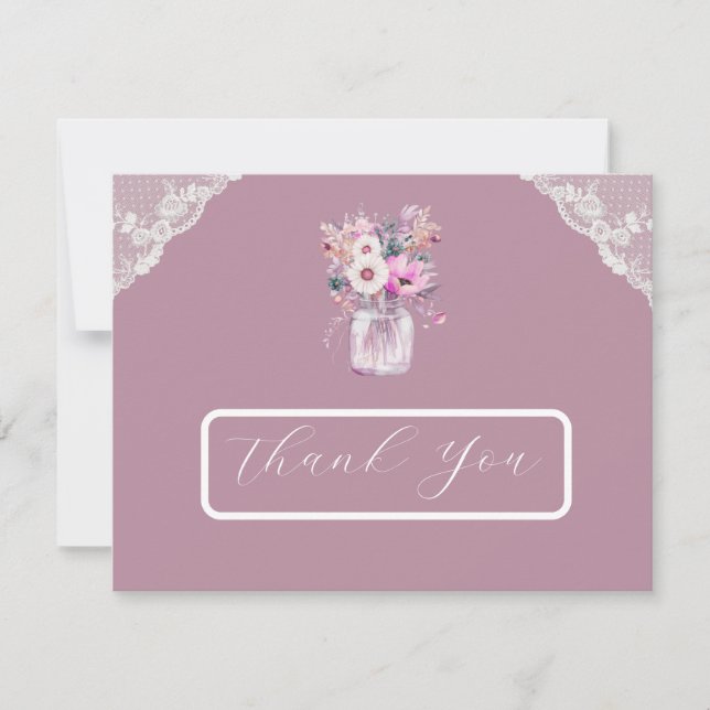 Land Snöre Mason Burk Rosa Tack för ditt kort (Framsida)