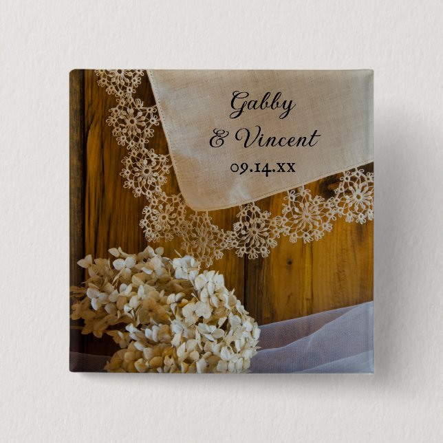 Land Snöre och Flowers Barn Bröllop Knapp (Framsida)