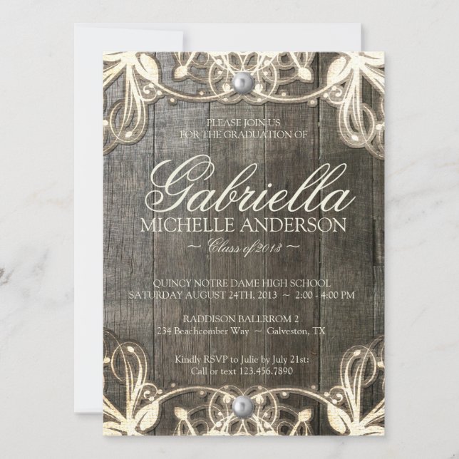 Land Snöre Rustic Studenten Foto Inbjudan (Framsida)